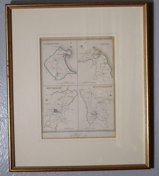 lithograph Four Maps of Yorkshire Towns.