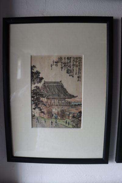 Japanese Woodblock Picture. "Visiting the Temple"