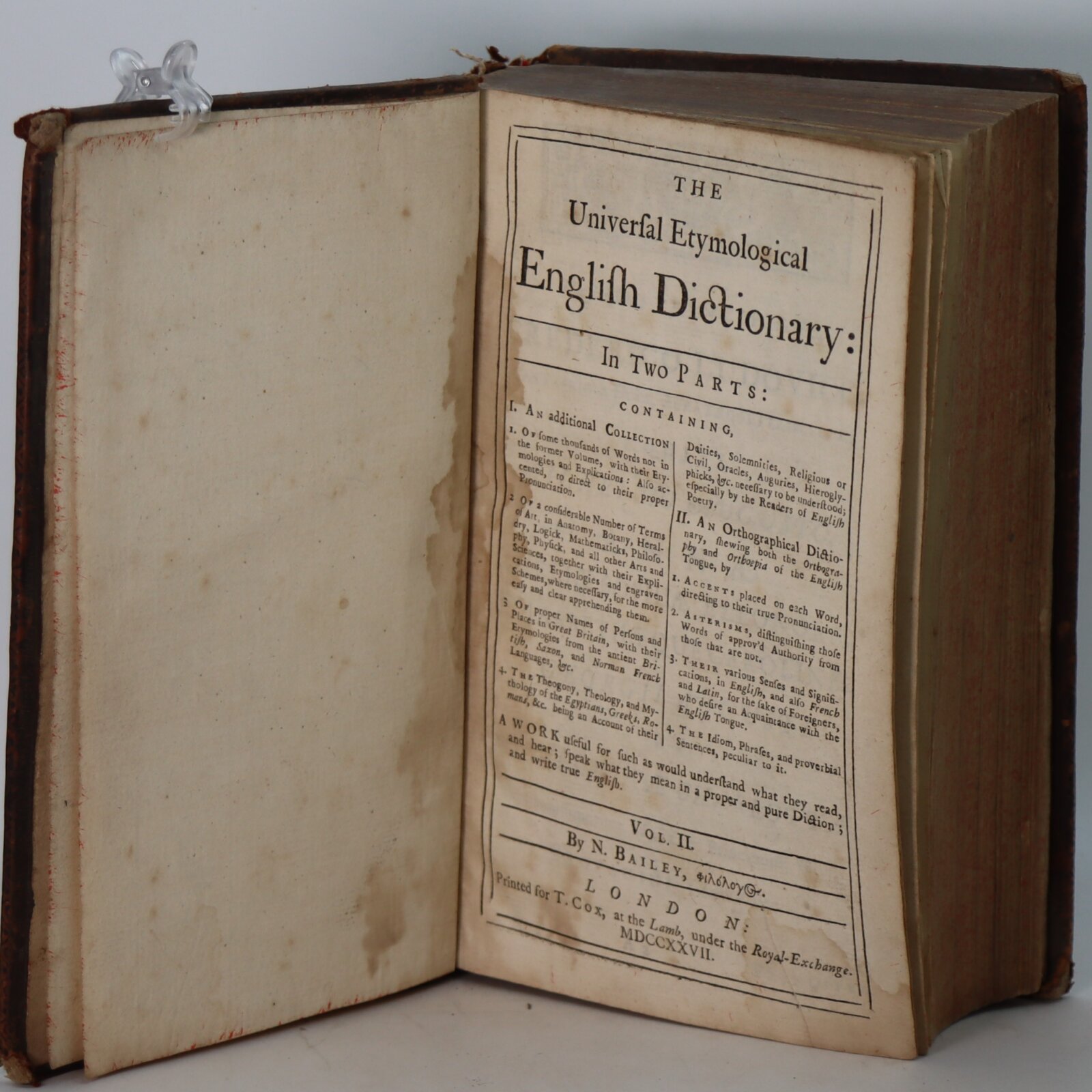 Bailey's Dictionary. Edition 2. - Frost Books and Artifacts Limited