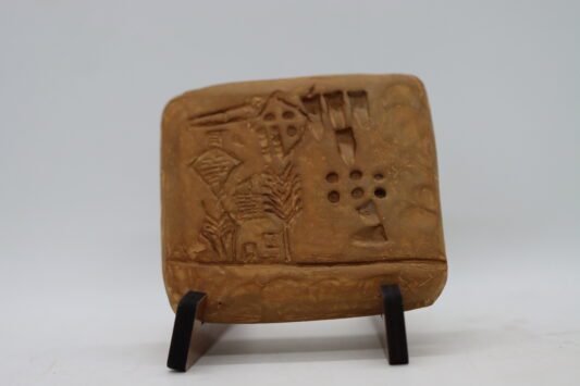 Early Writing on Square Clay Tablet. (Replica)