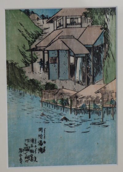 Japanese Woodblock Picture. "Relaxing by the Water".