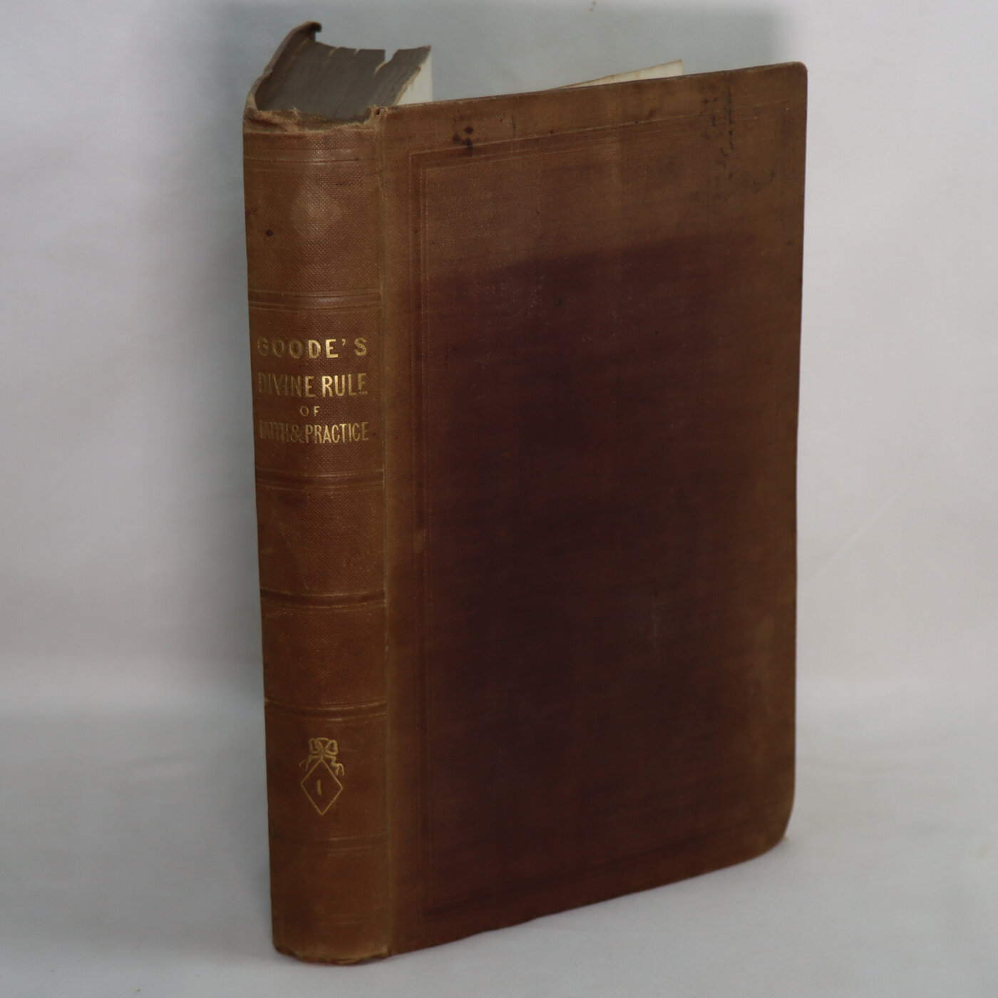 Photo of Goode’s Divine Rule of Faith & Practice.