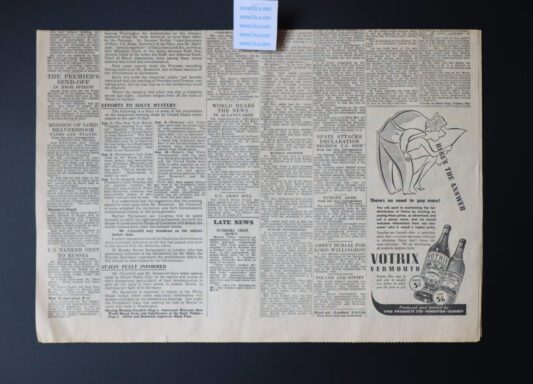 START OF THE UK US ALLIANCE WORLD WAR II. THE DAILY TELEGRAPH Friday August 15th 1941 - Image 2