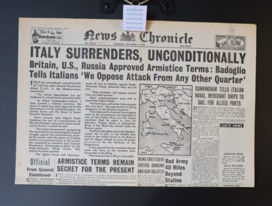 ITALY SURRENDERS.  WORLD WAR II.   News Chronicle. THURSDAY SEPTEMBER 9th 1943