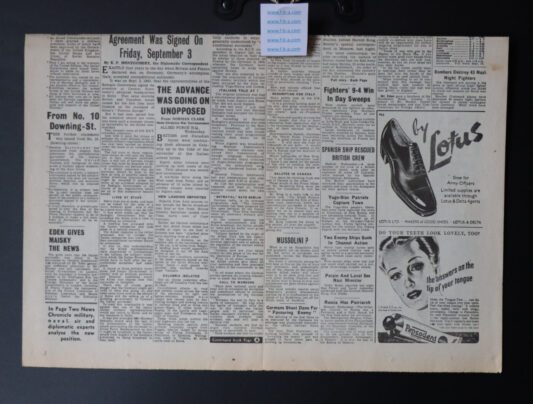 ITALY SURRENDERS.  WORLD WAR II.   News Chronicle. THURSDAY SEPTEMBER 9th 1943 - Image 2