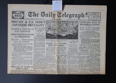 JAPANESE BRUTALITY.  WORLD WAR II.  The Daily Telegraph. SATURDAY JANUARY 9th 1944