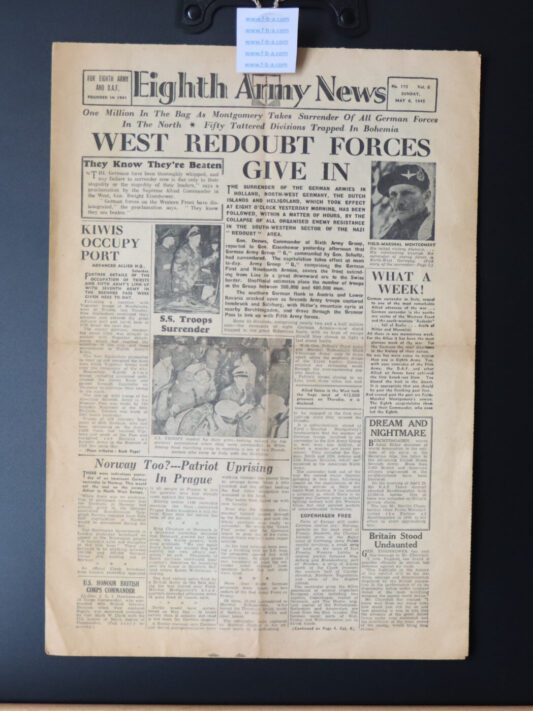 THEY KNOW THEY ARE BEATEN.  WORLD WAR II.  Eighth Army News. SUNDAY MAY 6th 1945