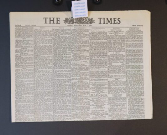 ELIZABETH’s CORONATION   British Royal Family.  THE TIMES WEDNESDAY JUNE 3rd 1953