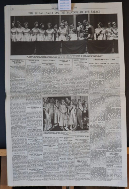 ELIZABETH’s CORONATION   British Royal Family.  THE TIMES WEDNESDAY JUNE 3rd 1953 - Image 3