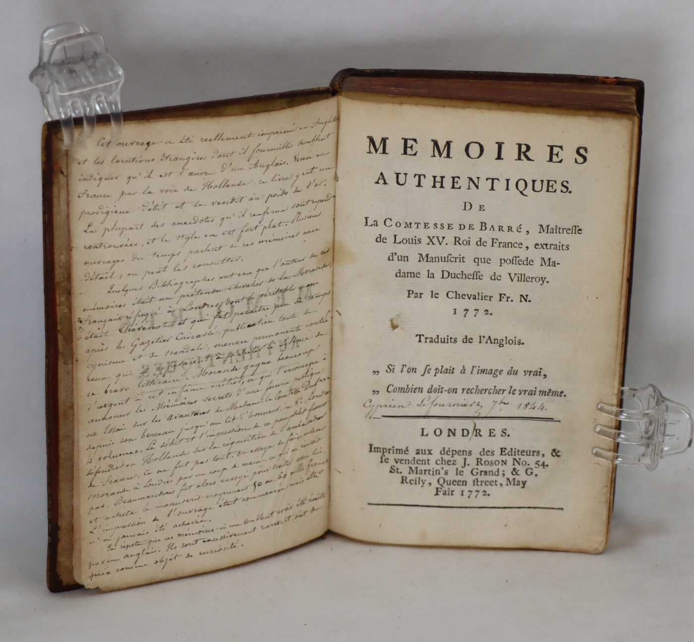 Photo of Mรฉmoires Authentiques de la Comtesse de Barre