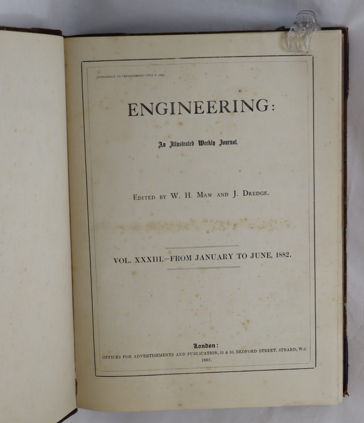 Engineering. An Illustrated Weekly Journal. January to June 1882. - Image 6